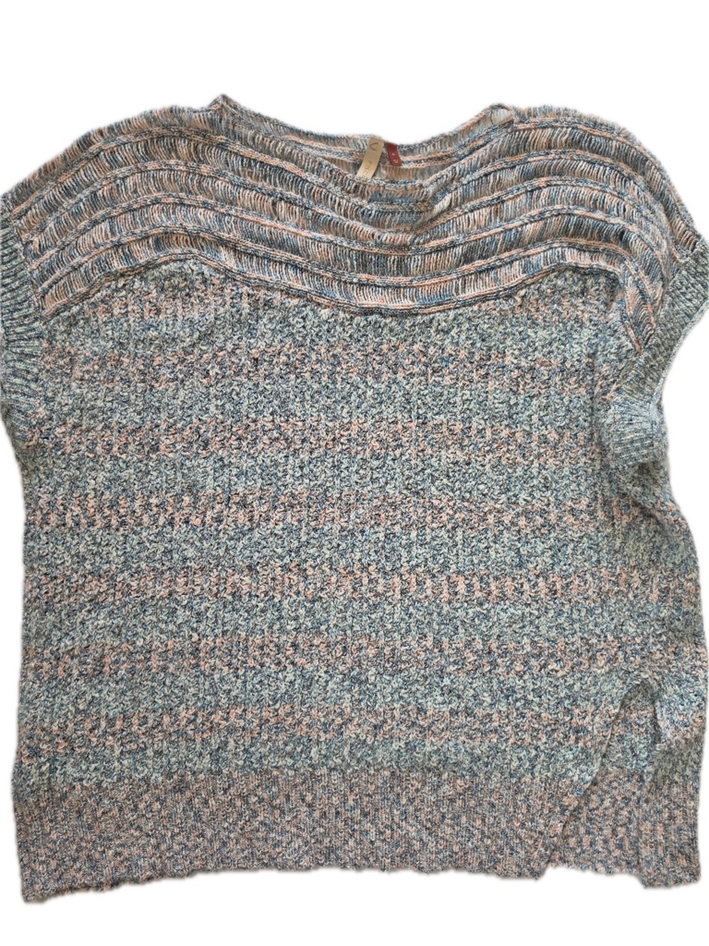 Pilcro Sweater Womens 3X Multicolor Short Sleeve Pullover Open-Knit Fringe
